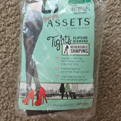 Spanx Love Your Assets Flip Side Diamond Reversible Shaping Tights Black Size 3